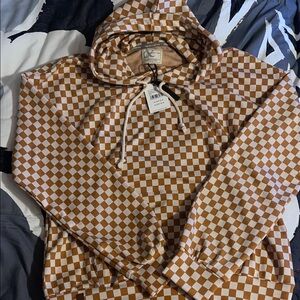 Ampersand orange and cream checkered hoodie